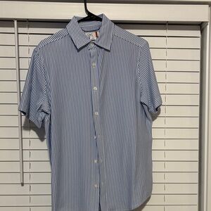 C&C California Men's Navy and White Striped Shirt